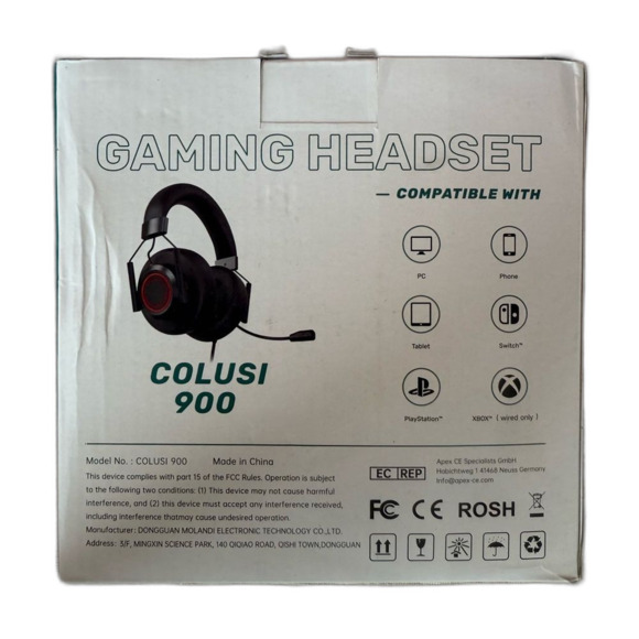 New Open Box Colusi 900 Gaming Headset with Microphone Black Red - Picture 4 of 5